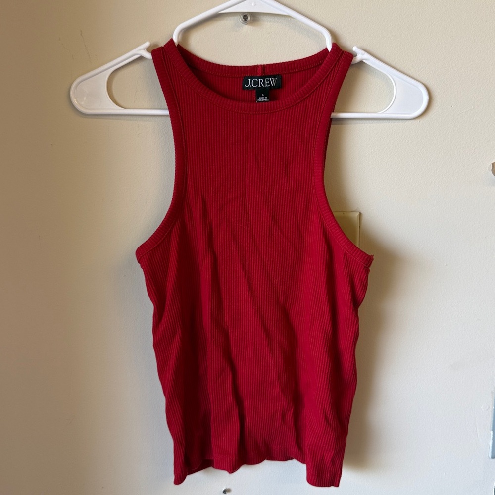 J. Crew perfect ribbed Tank Top, high neck stretch blouse size small